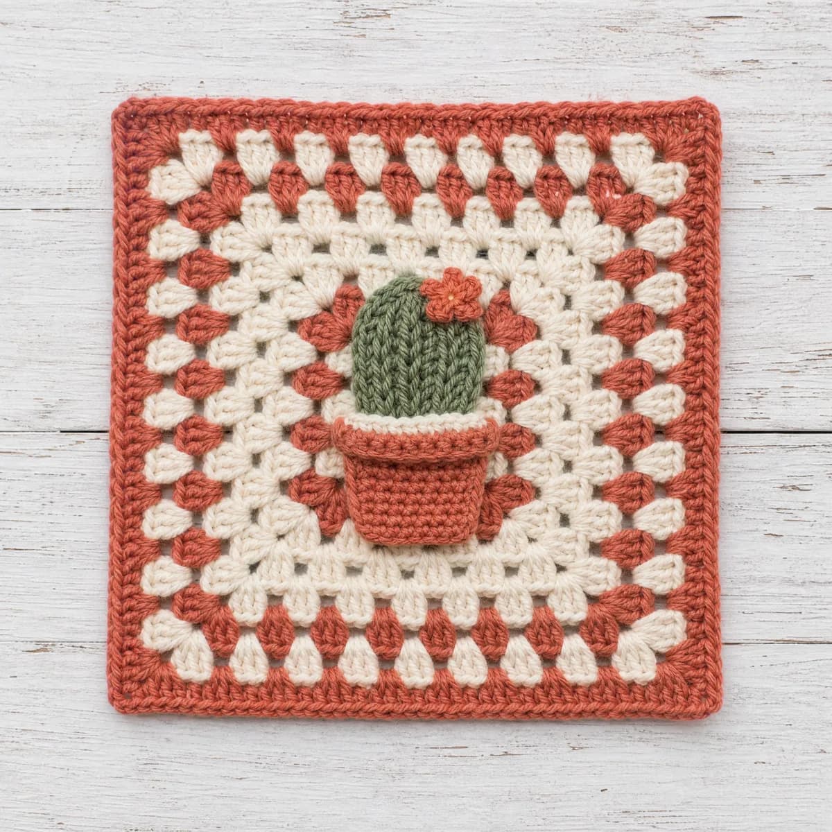 Little Potted Cactus Granny Square — A Cheerful Succulent Motif crochet pattern