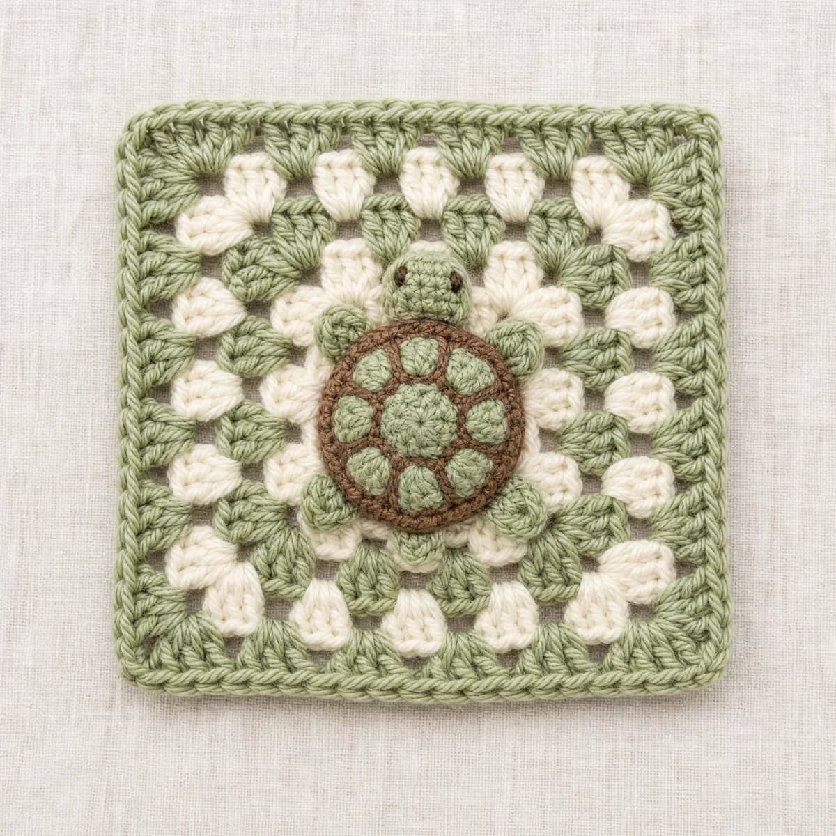 Sage Shell Turtle Granny Square — Free 6-Round Granny Square Pattern crochet pattern